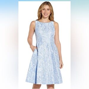 Adrianna Papell Women's Pearl Trimmed Jacquard Fit and Flare Dress Size 12